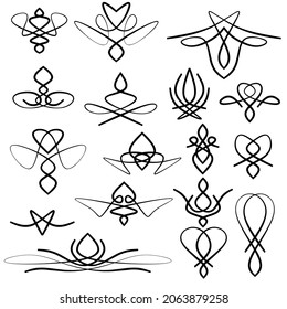 Vector illustration of swirl elements and monograms for design