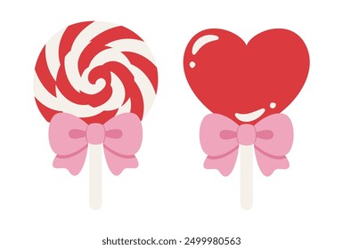 vector illustration of swirl and heart shaped lollipops for banners, cards, flyers, social media wallpapers, etc.