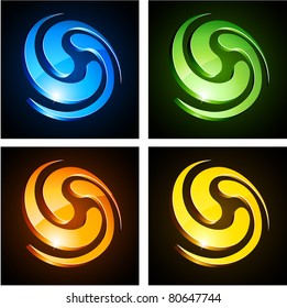 Vector illustration of swirl shiny symbols.