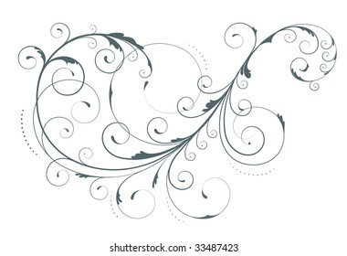Vector illustration of swirling flourishes decorative floral element