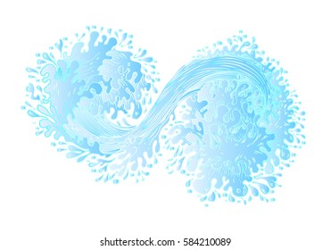 
Vector illustration of a swirling flow of water waves. Background or element for design, Tattoo. Printing on textiles, T-shirt, cover. Art.