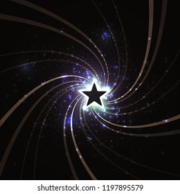 Vector illustration of swirling lines with a star.