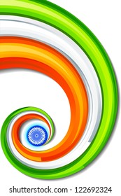 vector illustration of swirly background of Indian Tricolor flag