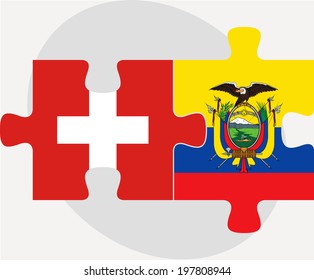 Vector illustration of Swiss and Ecuador Flags in puzzle isolated on white background