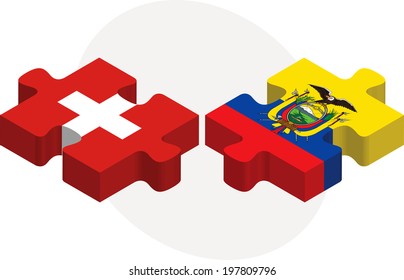 Vector illustration of Swiss and Ecuador Flags in puzzle isolated on white background