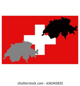 vector illustration of Swiss flag and map