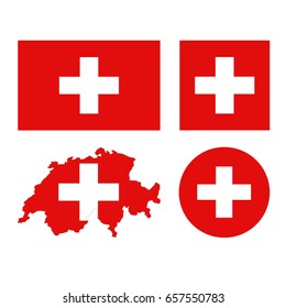 vector illustration of Swiss flag and map