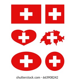 vector illustration of Swiss flag and map