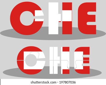 Vector illustration of Swiss Flag in puzzle isolated on white background
