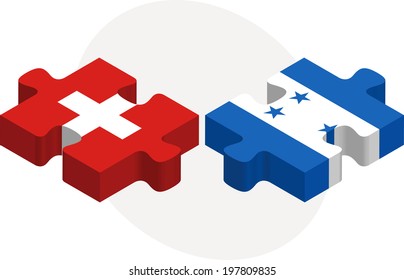 Vector illustration of Swiss and Honduras Flags in puzzle isolated on white background