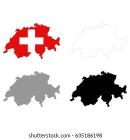 vector illustration of Swiss maps