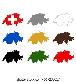 vector illustration of Swiss maps and flag
