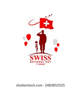 Vector illustration of Swiss National Day social media feed template