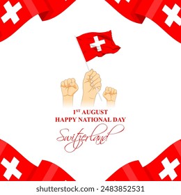 Vector illustration of Swiss National Day social media feed template