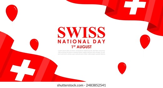 Vector illustration of Swiss National Day social media feed template