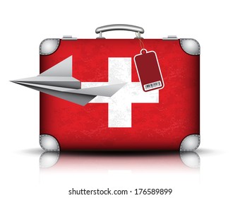 Vector illustration of Swiss suitcase. 