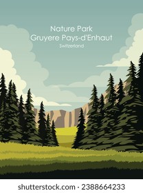 Vector illustration. Switzerland. Design for poster, banner, travel card, tourist guide, cover.