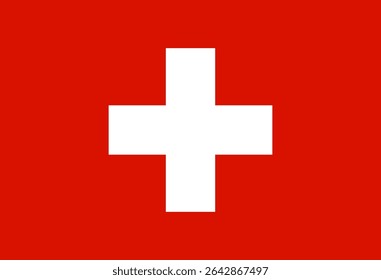 Vector illustration of Switzerland flag with white cross on red field.