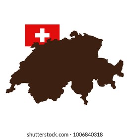 vector illustration of Switzerland map and flag
