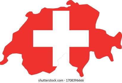 Vektorillustration-Abbildung der Schweiz-Karte mit Flagge