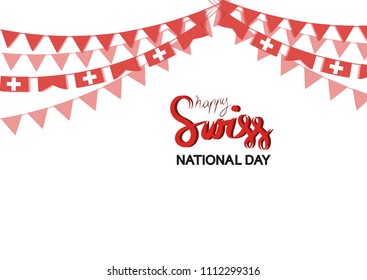 vector illustration of Switzerland National Day celebration with switzerland flag and patriotic elements. Posters, Greetings, Banners, Backgrounds and Print.