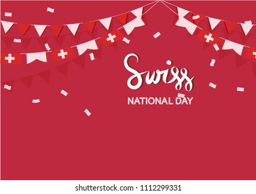 vector illustration of Switzerland National Day celebration with switzerland flag and patriotic elements. Posters, Greetings, Banners, Backgrounds and Print.