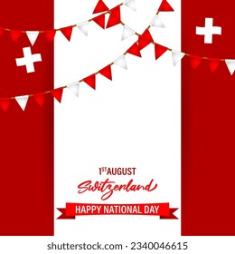 Vector illustration of Switzerland National Day social media story feed template