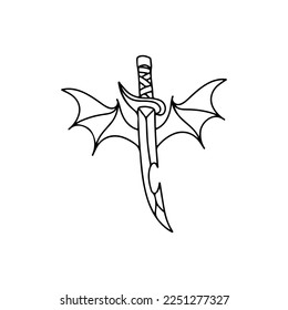 vector illustration of a sword with bat wings