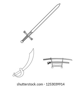 Vector illustration of sword and blade icon. Collection of sword and game  stock vector illustration.
