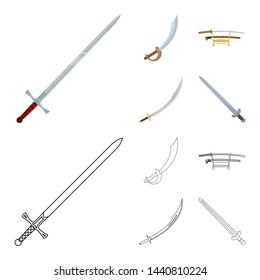 Vector illustration of sword and blade logo. Collection of sword and game vector icon for stock.
