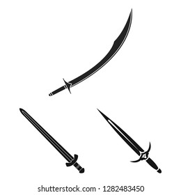 Vector illustration of sword and blade sign. Collection of sword and game  stock symbol for web.