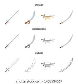 Vector illustration of sword and blade sign. Collection of sword and game stock vector illustration.