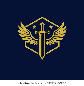 Vector illustration of sword created with wings