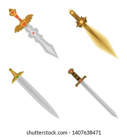 Vector illustration of sword  and dagger  logo. Set of sword  and weapon vector icon for stock.
