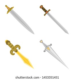 Vector illustration of sword and dagger logo. Set of sword and weapon stock vector illustration.