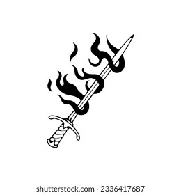 vector illustration of sword with fire concept