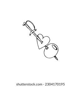 vector illustration of sword with fruit concept