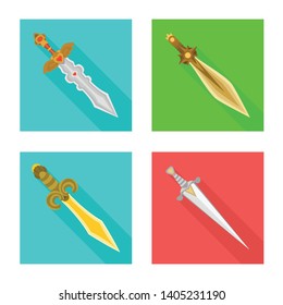 Vector illustration of  and sword  icon. Collection of  and knife  stock symbol for web.