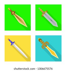 Vector illustration of  and sword  logo. Collection of  and knife  stock symbol for web.
