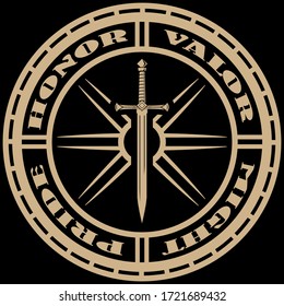Vector illustration. Sword logo stamp