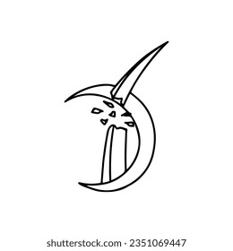 vector illustration of sword with moon concept