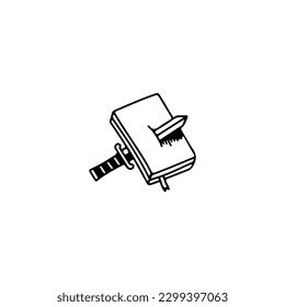 vector illustration of a sword piercing a book