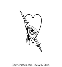 vector illustration of a sword piercing the eye