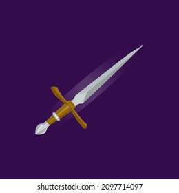 Vector illustration of a sword for playing on a purple background