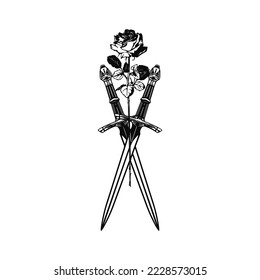 vector illustration of sword and rose