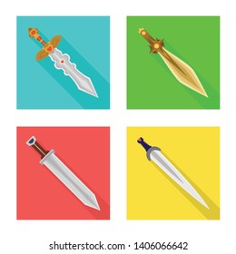 Vector illustration of  and sword  sign. Collection of  and knife  stock symbol for web.