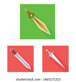 Vector illustration of and sword sign. Collection of and knife stock symbol for web.