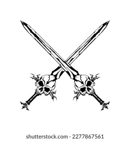 vector illustration of sword with skull concept