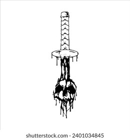 vector illustration of sword and skull concept