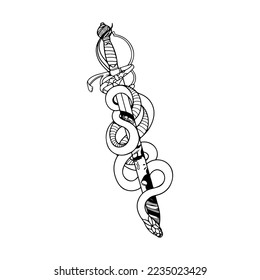 vector illustration of a sword with a snake